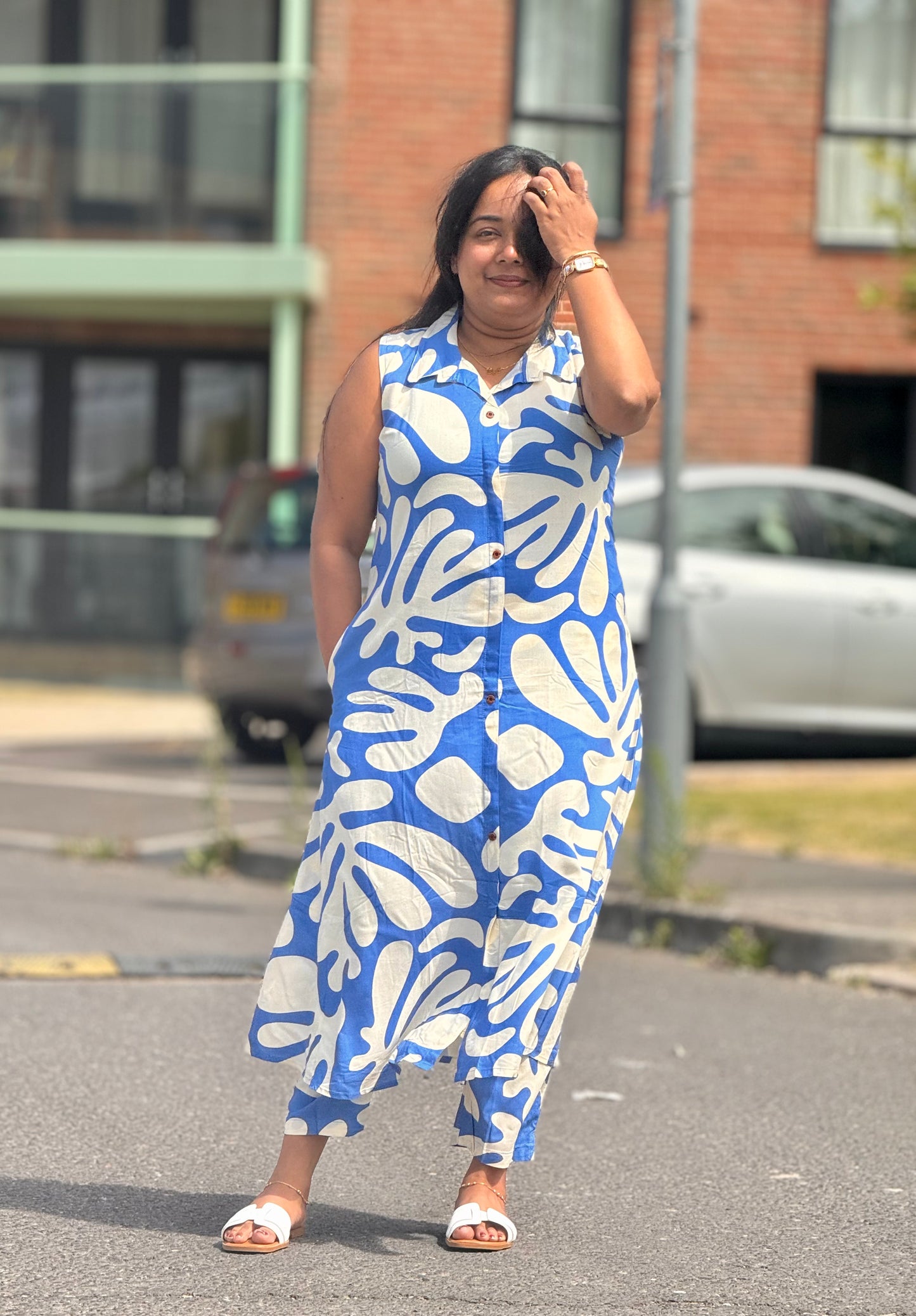 Indigo Whisper - Blue & White Co rd Set