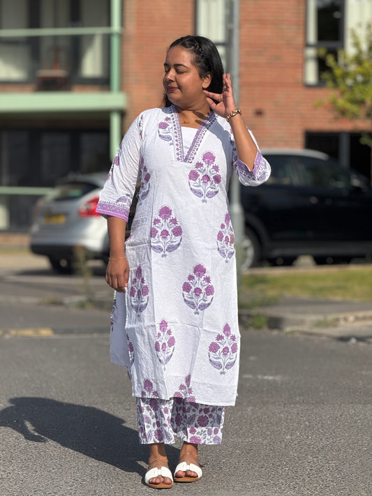 PURPLE BLOOM KURTA ENSEMBLE